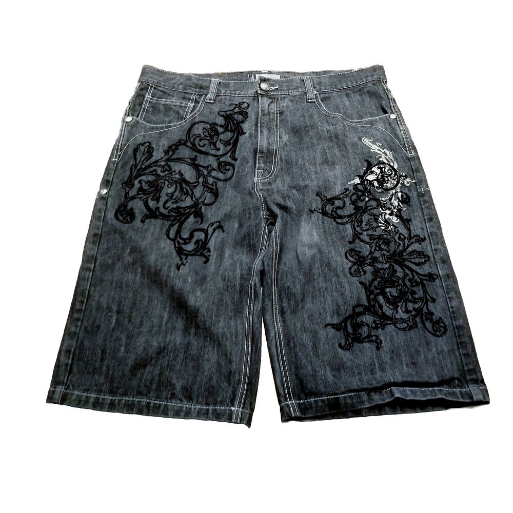 Russo Jean Shorts Men's Size 40 Vintage Denim Streetwear Y2K Hip Hop (40x14.5)